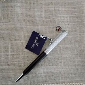 Swarovski Black and Silver Crystal Pen With Minnie Mouse Charm.